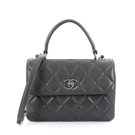 Vanity leather handbag Chanel Grey in Leather 